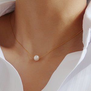 NEW 18K Gold Plated Fresh Water Pearl Necklace